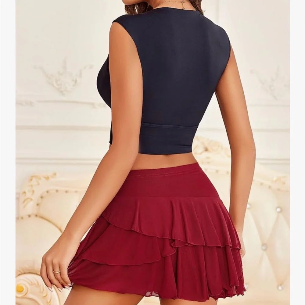 Red Ruffle Skirt - Picture 4 of 5